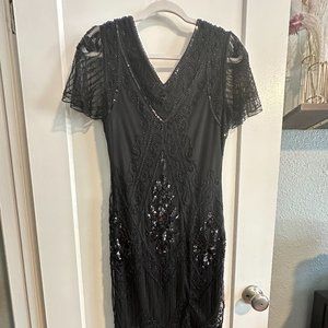 Black Fringe Gatsby Flapper Cocktail Dress